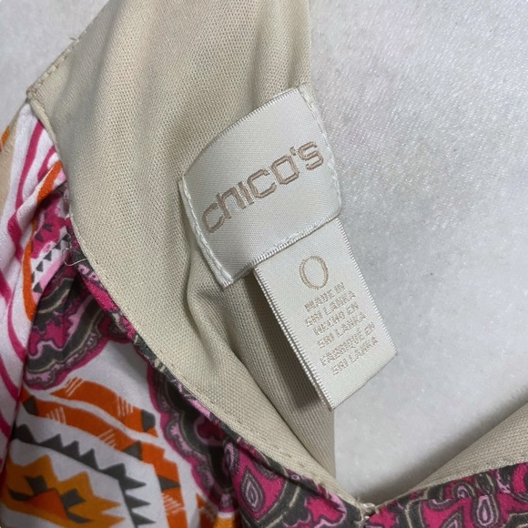 Chico's Women Boho Pink Orange Scarf Print Long Flowy Maxi Dress Sz 0 - Picture 13 of 13